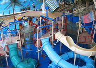 Bunter Aqua-Spielplatz im Freien, Kinderwasserrutsche des Fiberglas-29x27m